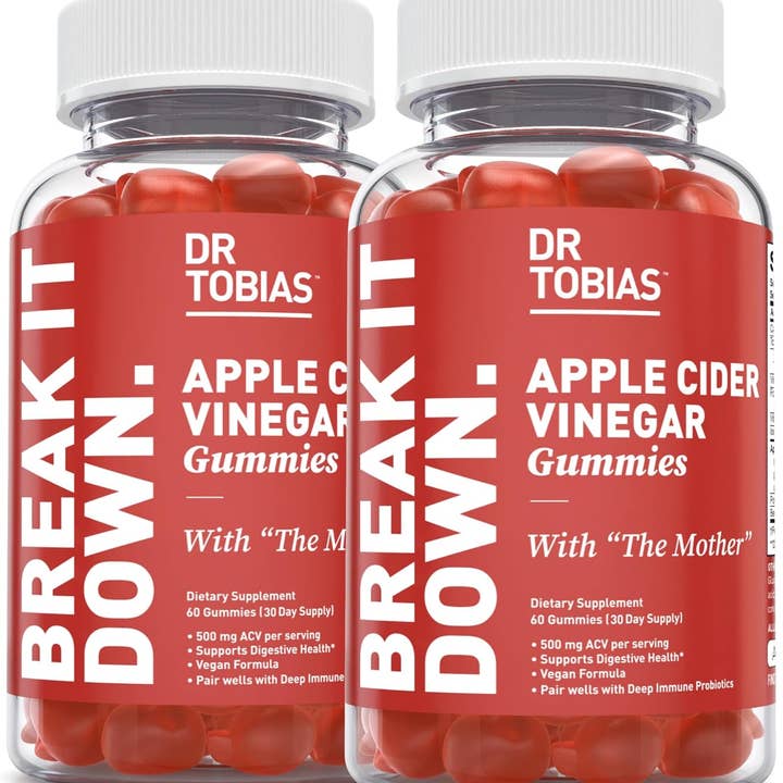Dr. Tobias Apple Cider Vinegar Gummies, Includes 500 mg Apple Cider Vinegar with Mother, Folate, B12 & Iodine, Supports Gut Health, Cleanse & Detox, Vegan & Gluten-Free, 120 Gummies for wholesale by Natures Honest