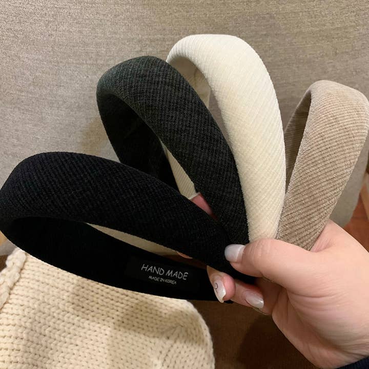 ACCITY - Wholesale Fashion Headband - Women's - Ribbed Sponge Wide Headband Retro Look_CWAHA081975