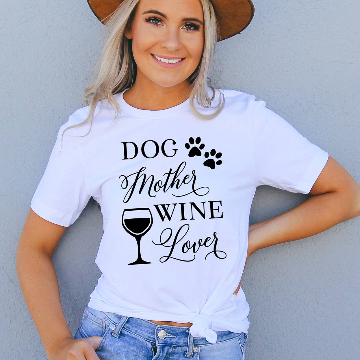 Zoe Creative Co - Wholesale Screen Printed T-Shirt - Women's - Dog Mother Wine Lover T-Shirt Pet Lover Dog Mom Tee Shirt0