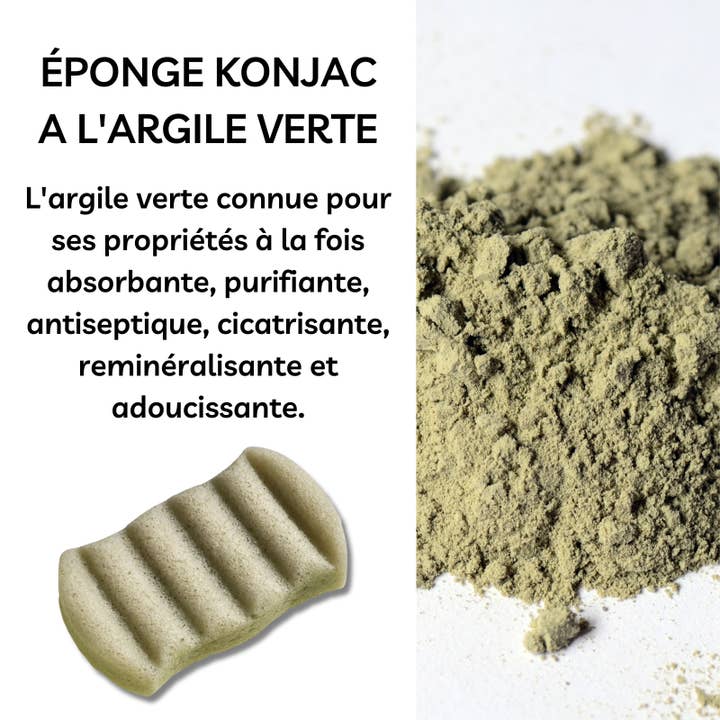 Zen'Arôme - Wholesale Bath pouf/sponge - Green Clay Konjac Sponge for the Body - 100% Natural1