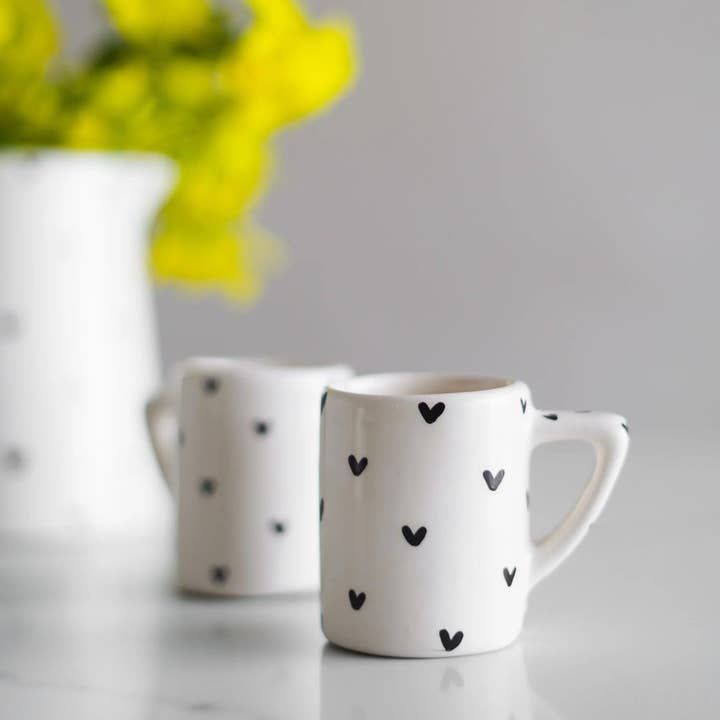 CerAmor Cerâmica - Wholesale Coffee Mug - Set of 2 black hearts coffee mugs