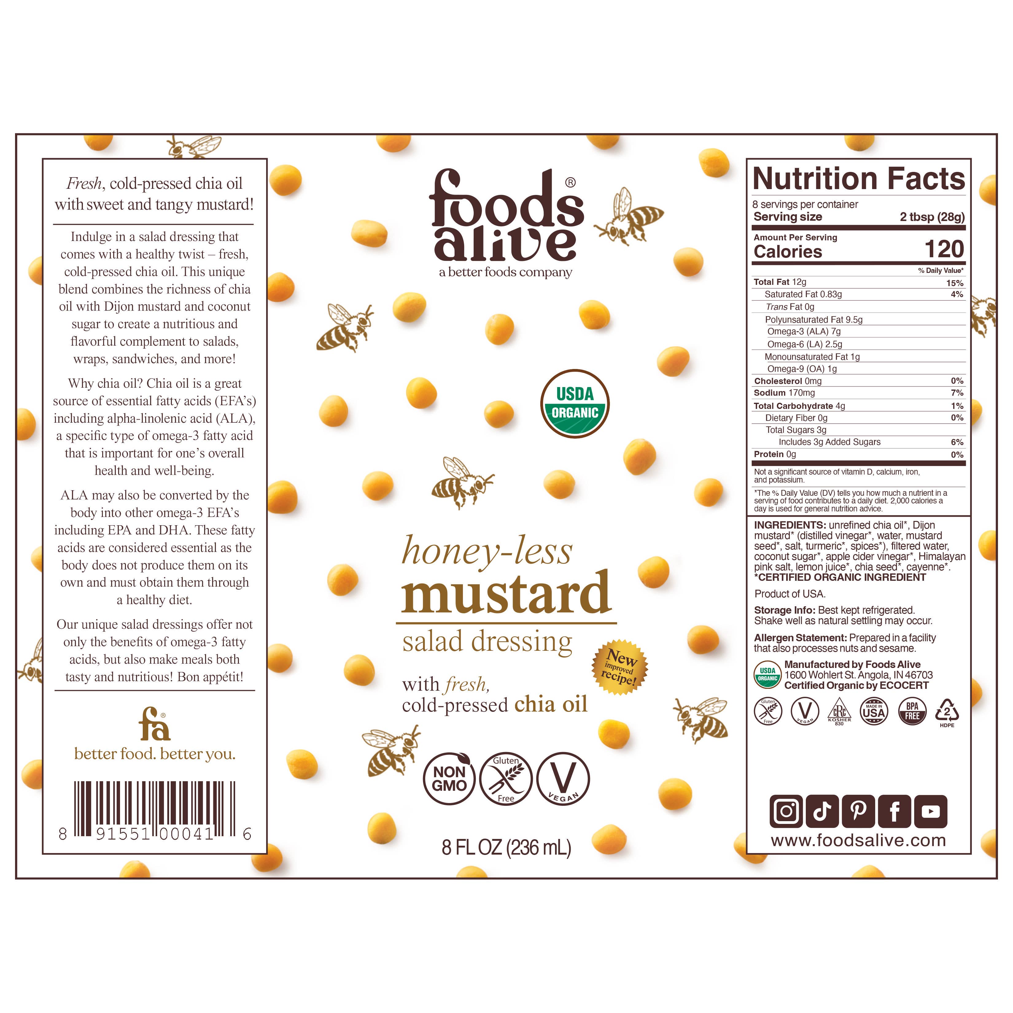 Foods Alive - Wholesale Salad Dressing - Honey-less Mustard Salad Dressing - Organic4