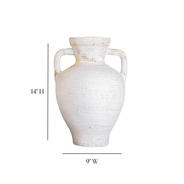 Luxe B Co – wholesale Vase – Lesbos White Urn Vase With Handles Large