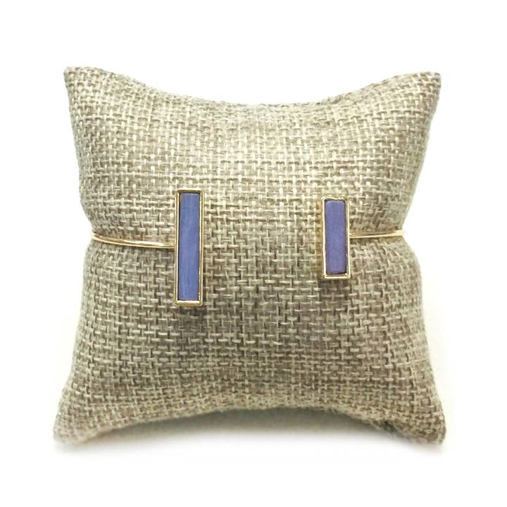 StarryNYC - Wholesale Cuff Bracelet - Semi Precious Stone Brass Wire Open Cuff Bracelet Bangle1