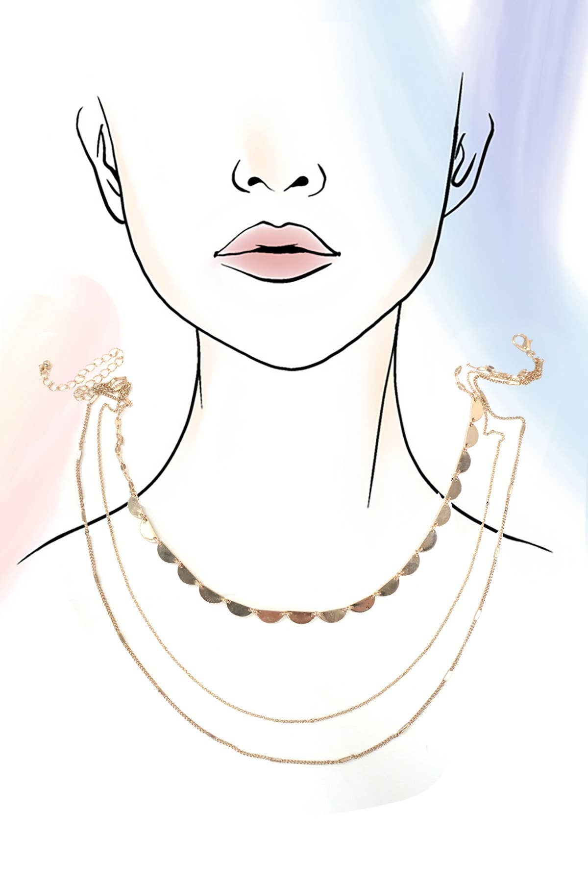 TRIPLE LAYER BIB CHAIN GOLD NECKLACE | 80N1097 for wholesale on Faire2