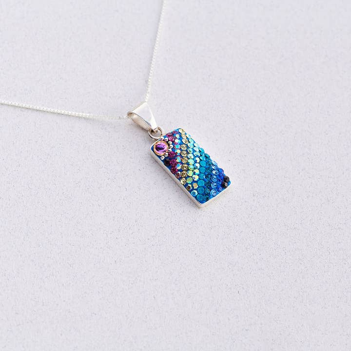 PP-8548 / CRYSTAL & SILVER PETITE SPARKLE STREAK PENDANT for wholesale by Mosaico Jewels