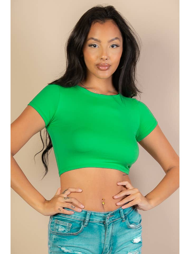 CAPELLA APPAREL - Wholesale Knit Top - Women's - Short Sleeve Roundneck Crop Top6