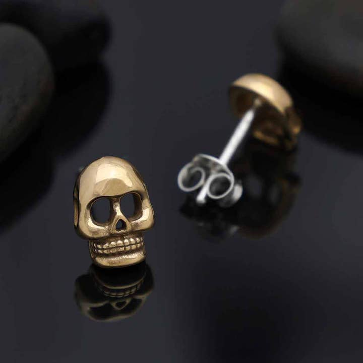 Nina Designs – wholesale Stud/post earrings – Sterling Silver or Bronze Skull Post Earring 9x6mm1