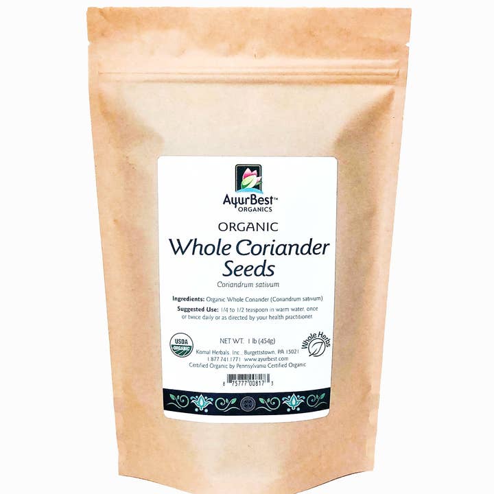 Komal Herbals, Inc - Wholesale Herbs - Wholesale Spices & Herbs - Coriander Seed Whole, Organic 1lb (4554g) Bag
