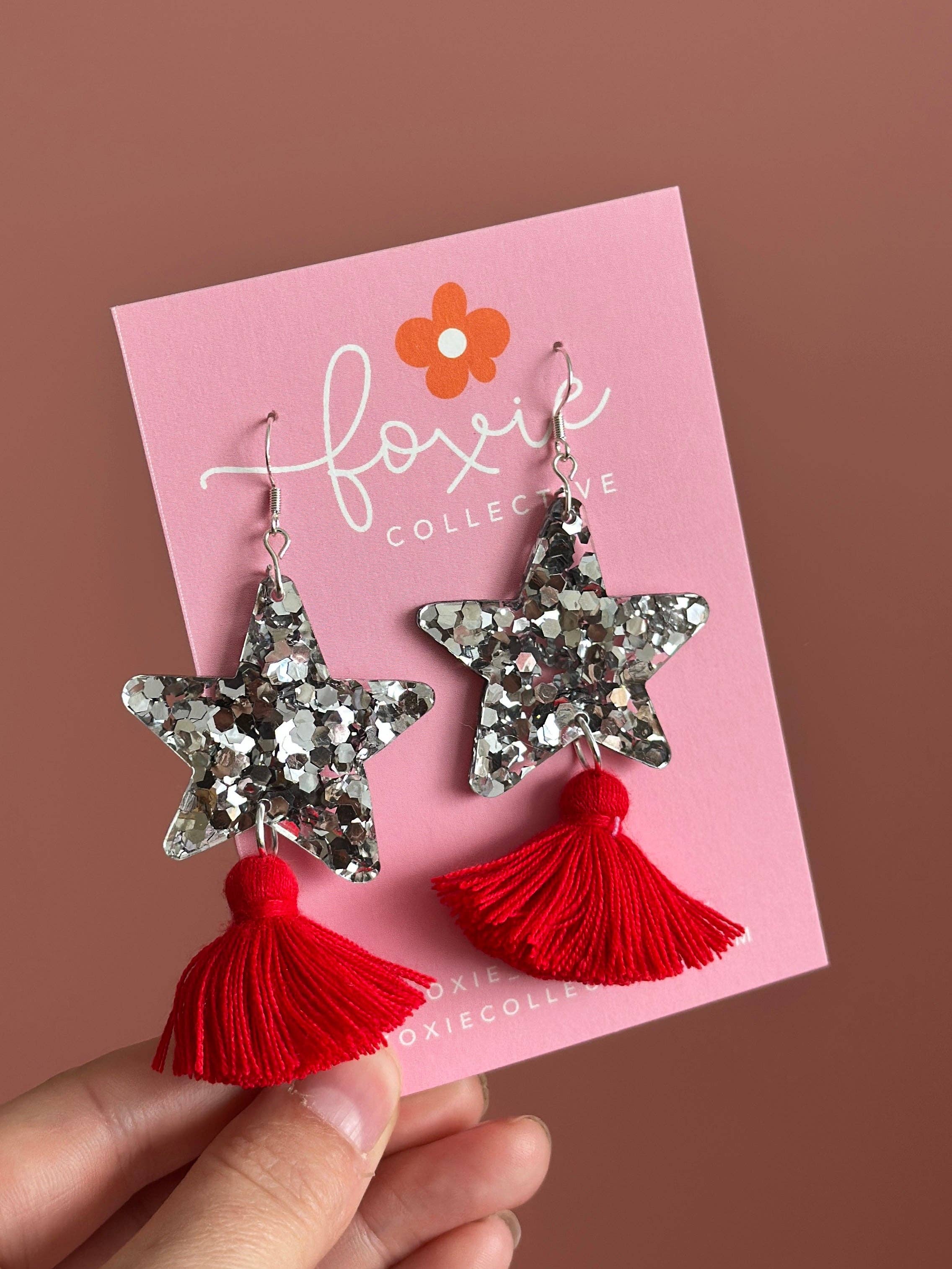 Foxie Collective - Wholesale Dangle Earrings - Custom Star Dust Dangles | Silver or Gold | Select Tassel Colour | WHOLESALE2