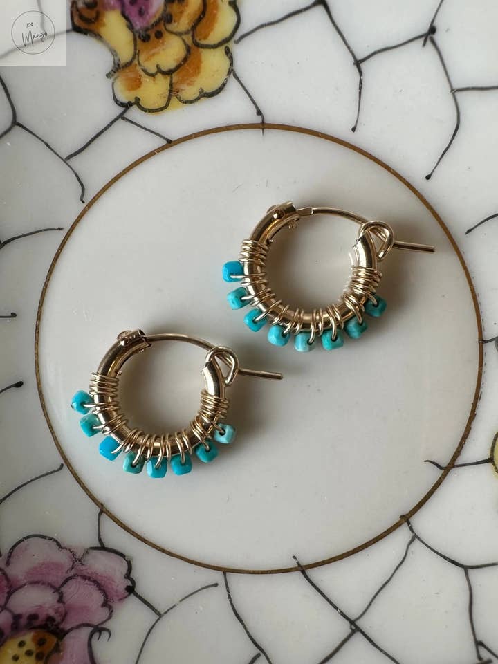 Inner Strength ~ Turquoise hoop earrings for wholesale by xo, Mango