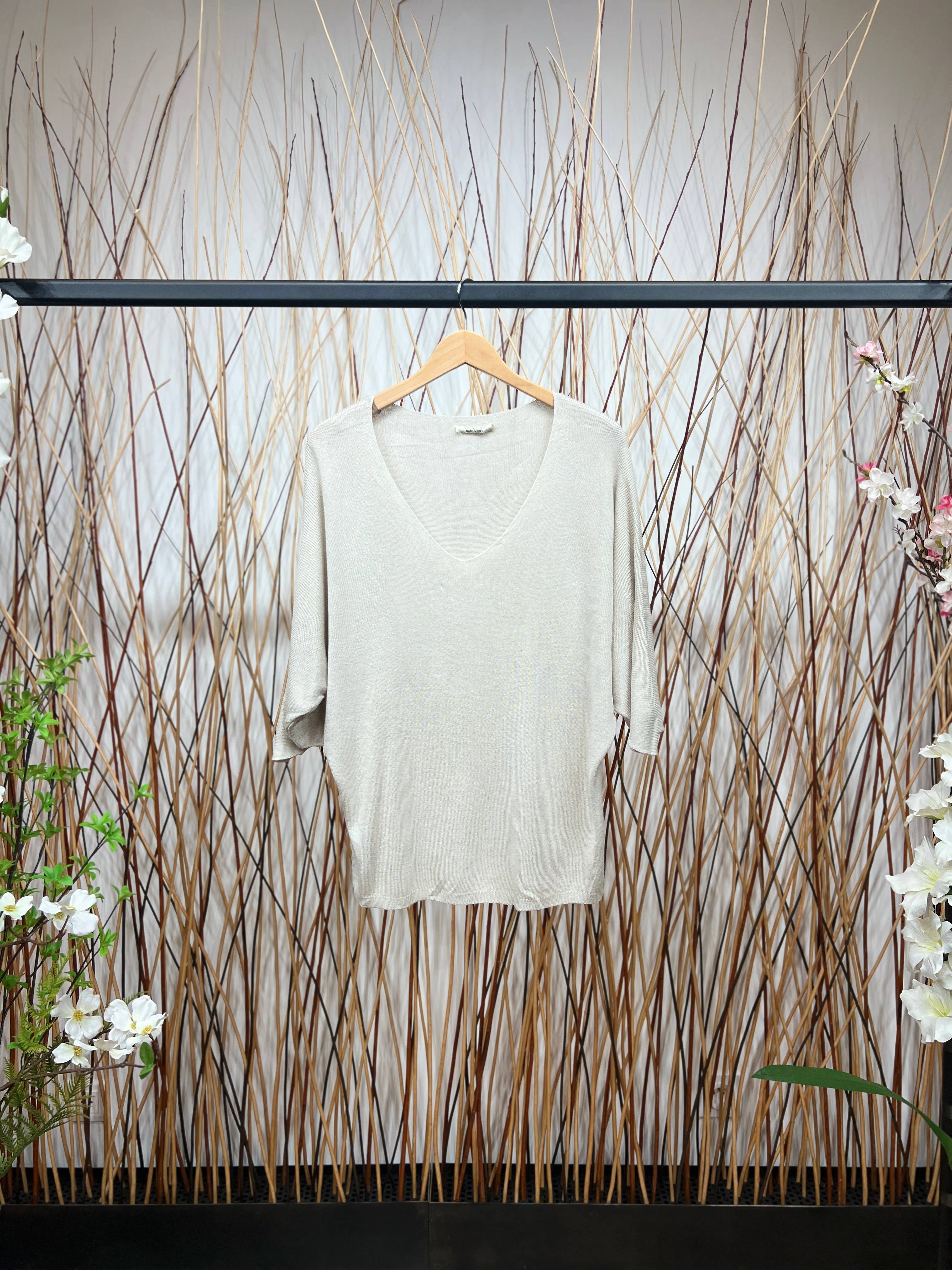 L'Emotion - Vendita all'ingrosso Maglione tricot - Donna - Maglione lavorato a maglia a maniche lunghe con scollo a V in modal 0