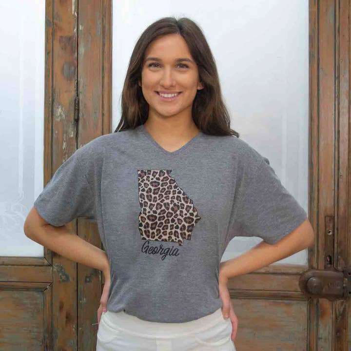Leopard Georgia V-ringad T-Shirt grå/svart-Asst. för wholesale av The Royal Standard