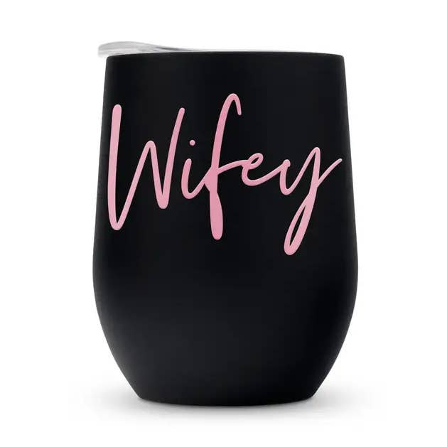 12 oz. Stemless Travel Tumbler - Wifey for wholesale by Weddingstar Inc.