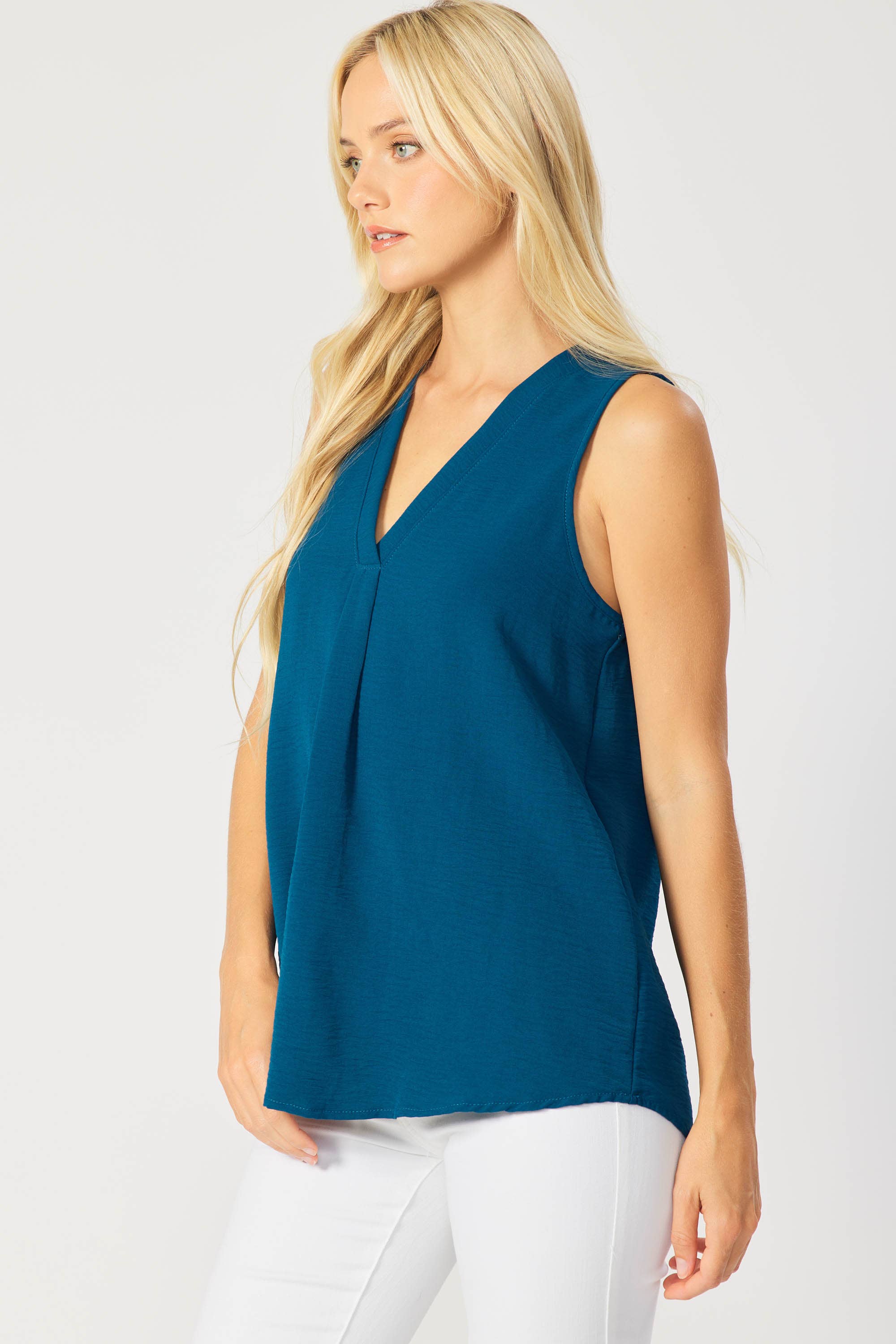 FSL Apparel - Wholesale Blouse - Women's - ST1560 - SOLID WOVEN V-NECK WORK WEAR CASUAL TOP6