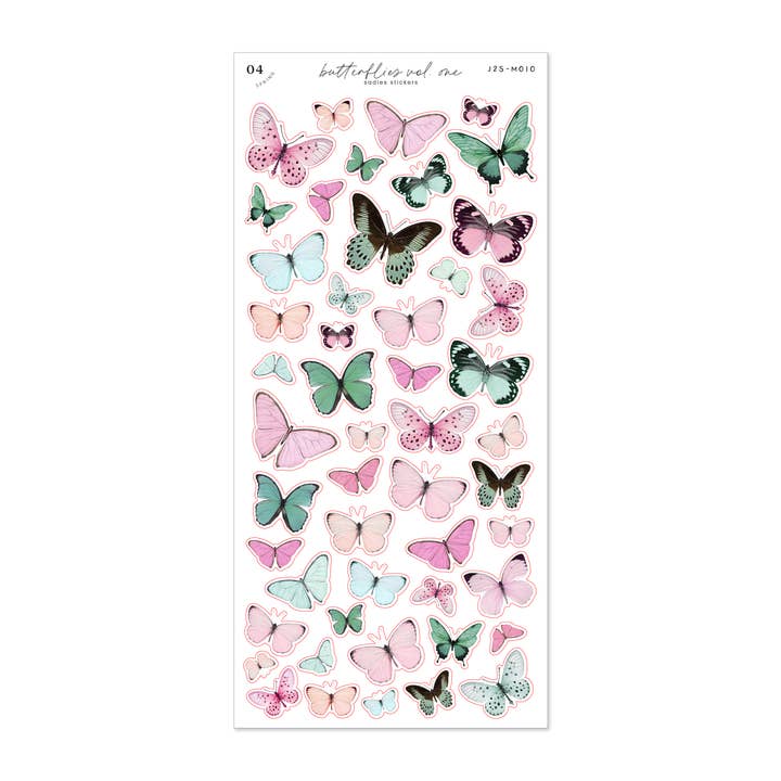 Papillons de Printemps I • Feuille d'Autocollants pour Journal pour la vente par Sadie's Stickers