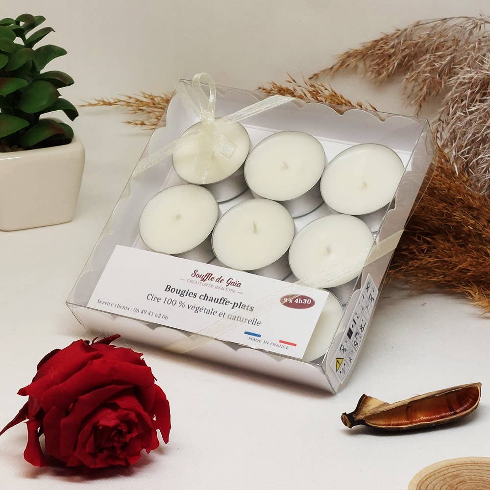 Sarl SdG / Souffle de Gaïa - Wholesale Tea Light Candles - 9 bougies chauffe-plats naturelles artisanales