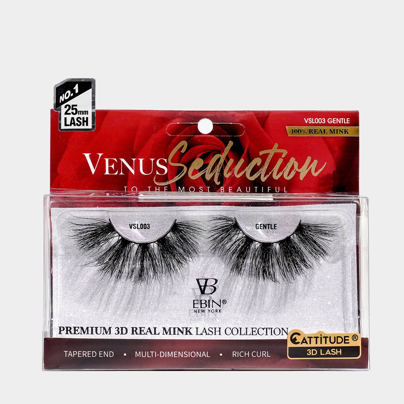 EBIN NEW YORK - Vente Faux cils - Cils 3D Venus Seduction en vison véritable, 25 mm2