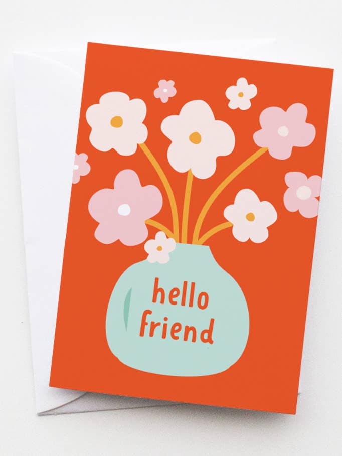 Hello Friend Floral Mini Gift Enclosure Greeting Card for wholesale by Graphic Anthology Greeting Cards