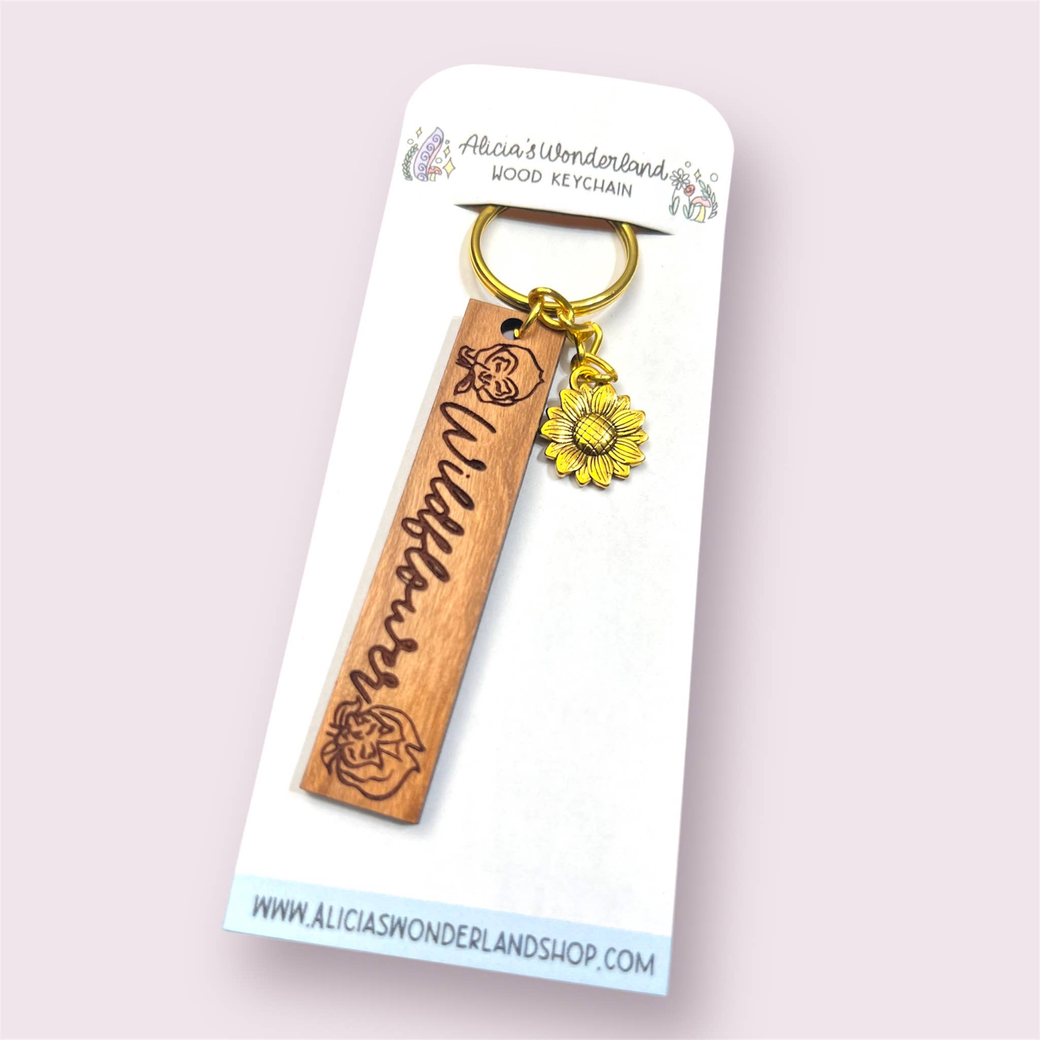 Alicia's Wonderland - Wholesale Keychain - Women's - Wildflower Wood Keychain1
