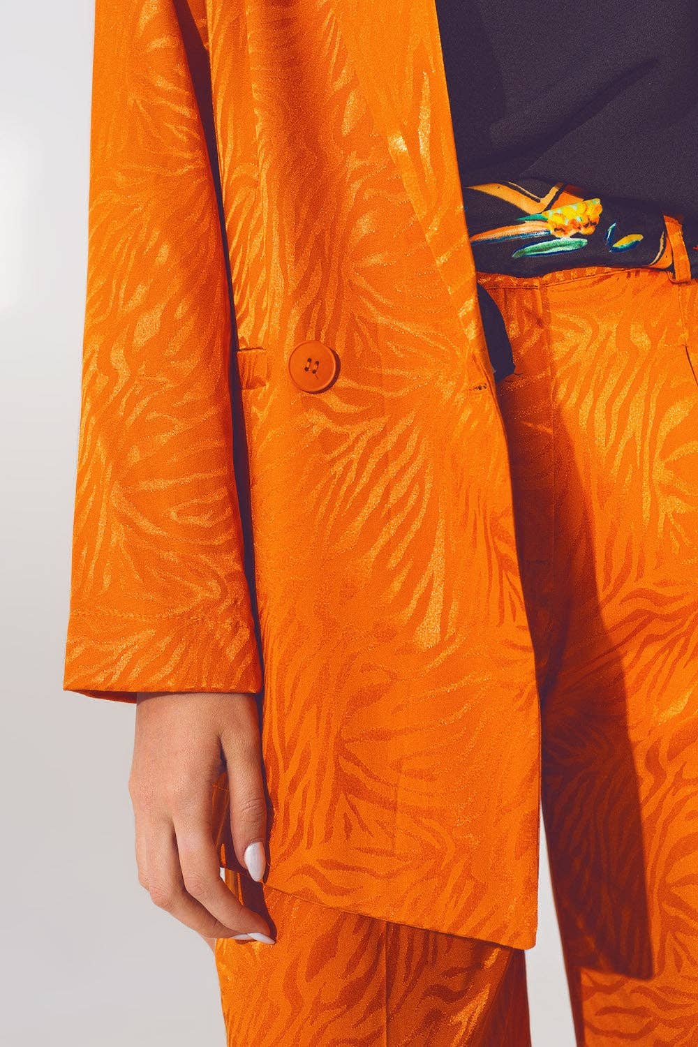 Oversized Zebra Print Blazer in Orange for wholesale on Faire5