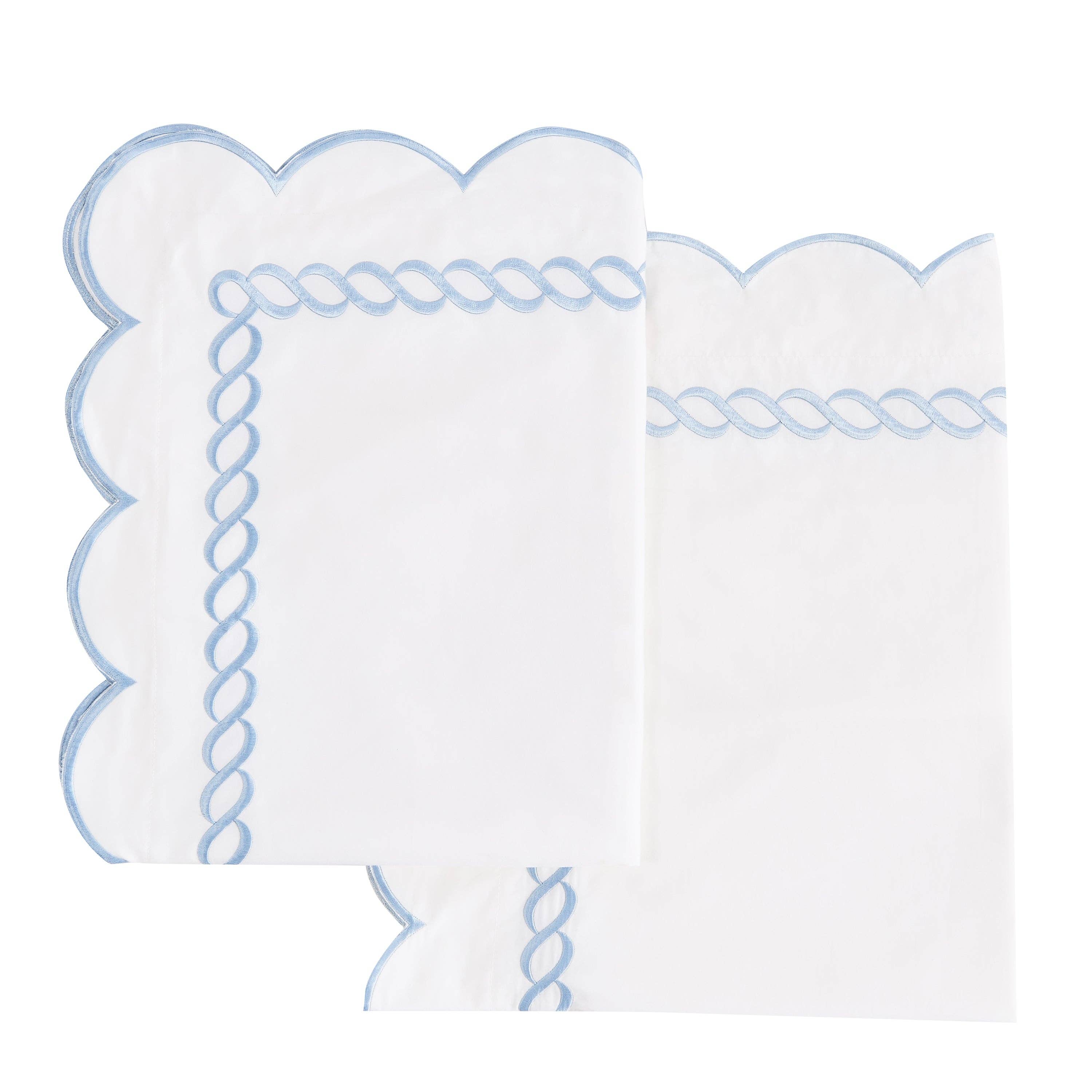 Mélange Home - Vente Taies/housses d'oreiller - Paire de taies d'oreiller Euro en coton avec broderie corde festonnée, 600 fils10