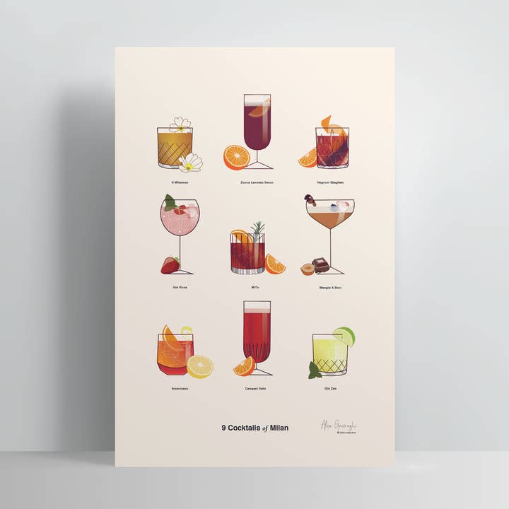 Italian Cocktails of Milan / Poster Art Print for wholesale by Addvent