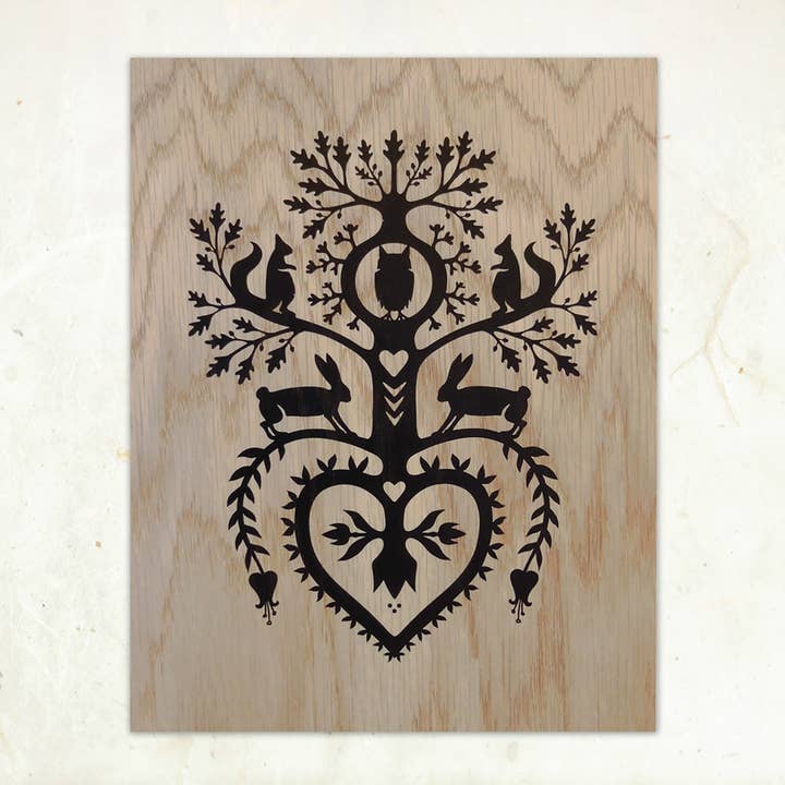 Owl Hollow Small Wood Print for wholesale by Little Gold Fox Designs