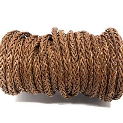 FIRKANTET FLETTET BOLO LÆDER LEDNINGER-4MM-VINTAGE ORANGE for engroshandel hos Sun Enterprises B.V.