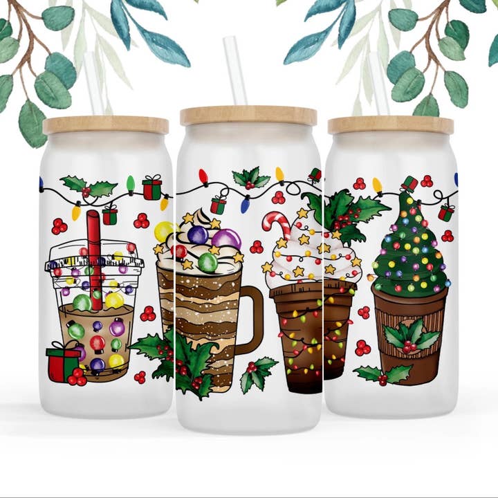 Christmas Coffee Sublimation Transfer for Glass Cups #2 for wholesale by Hatch & Hug