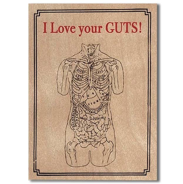Spitfire Girl - Wholesale Love Card - Wood Folding Card - Anatomy Guts2
