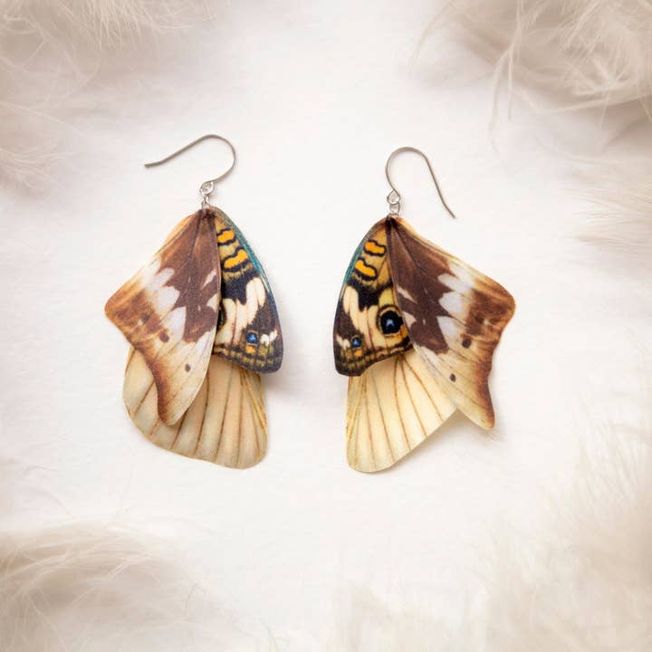 Peacock and Moth Wings Earrings for wholesale by OhMyButterfly