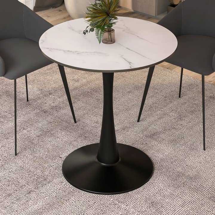 Bristol Minimalist Round MDF Top Pedestal Base Dining Table for wholesale by LeisureMod