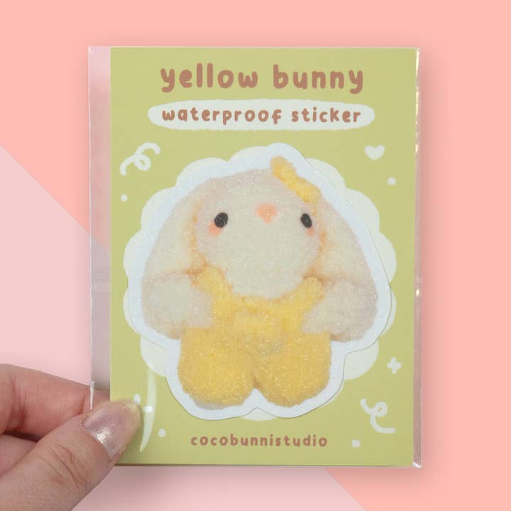 Autocollant imperméable bleu en crochet en forme de lapin pour la vente par cocobunni studio