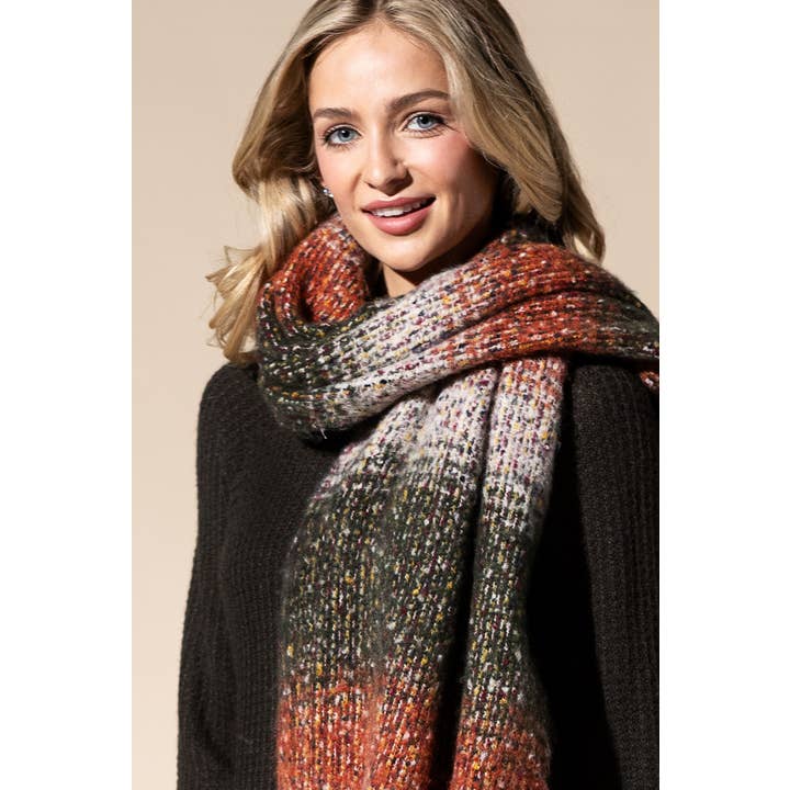 RUST Plush Plaid Brushed Oblong Scarf for wholesale on Faire