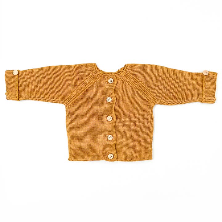 Gebreid vest met klaproos - MUSTARD voor wholesale door With Love for Kids