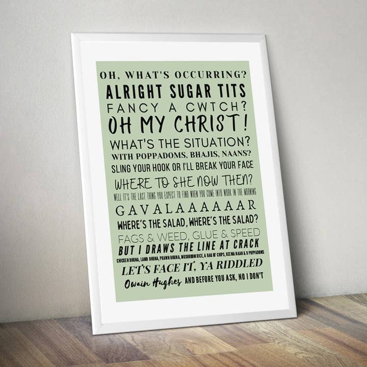 Den ultimata Gavin & Stacey Citat Skriv ut för wholesale av Moonshine Prints