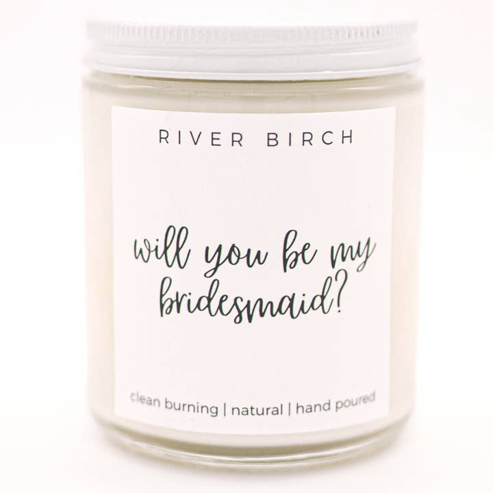 Bridesmaid Soy Candle - Choose Scent-8.5oz Clear Glass Jar for wholesale by River Birch Candles