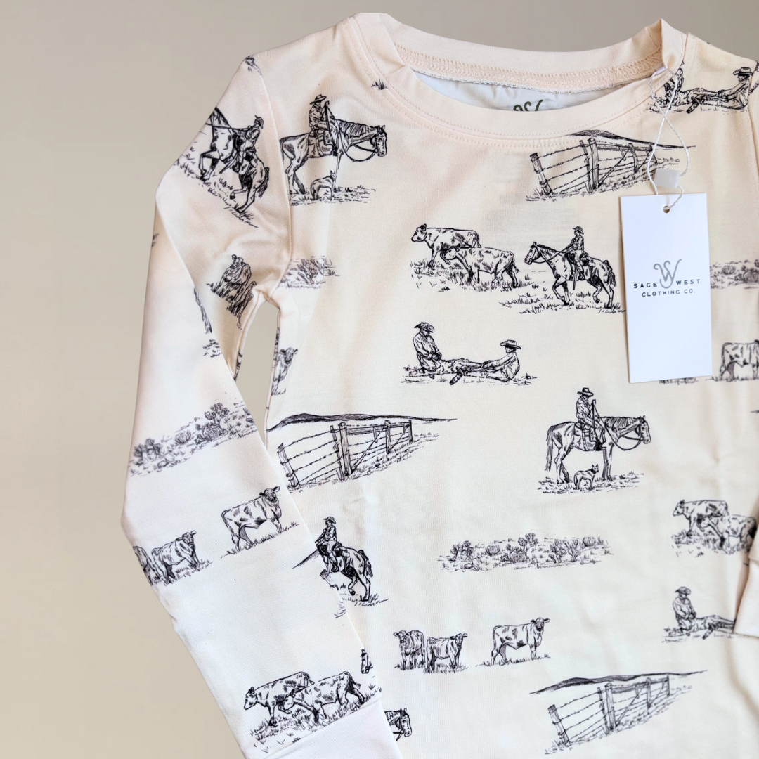 Sage West Clothing Co. - Vente Haut et bas de pyjama – enfant - {Cowboy de la Prairie} Ensemble de Pyjama pour Tout-Petit0