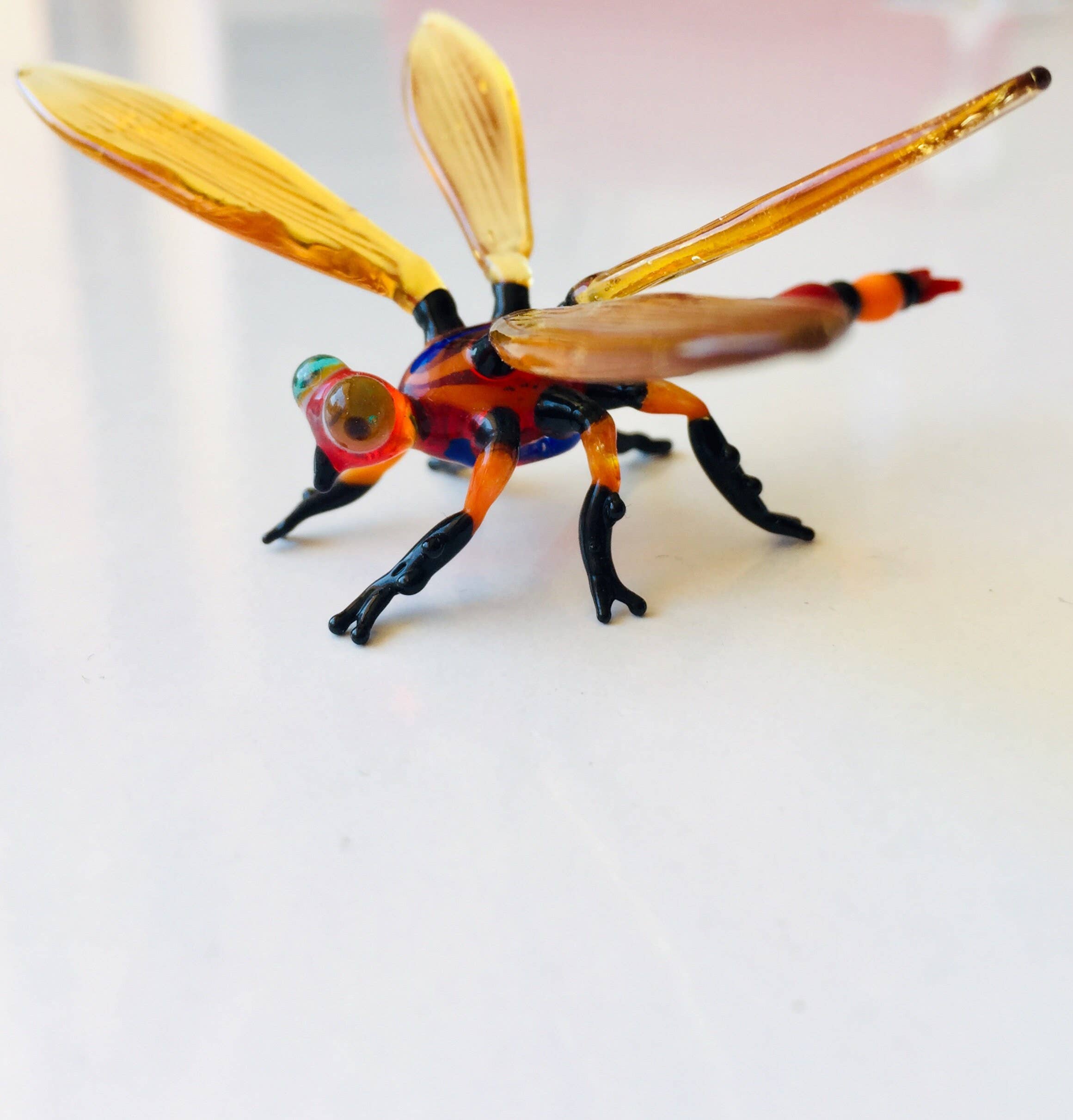 Adamodart - Wholesale Decorative Figurine - Glass dragonfly figure, hand blown insect decor, lampwork4