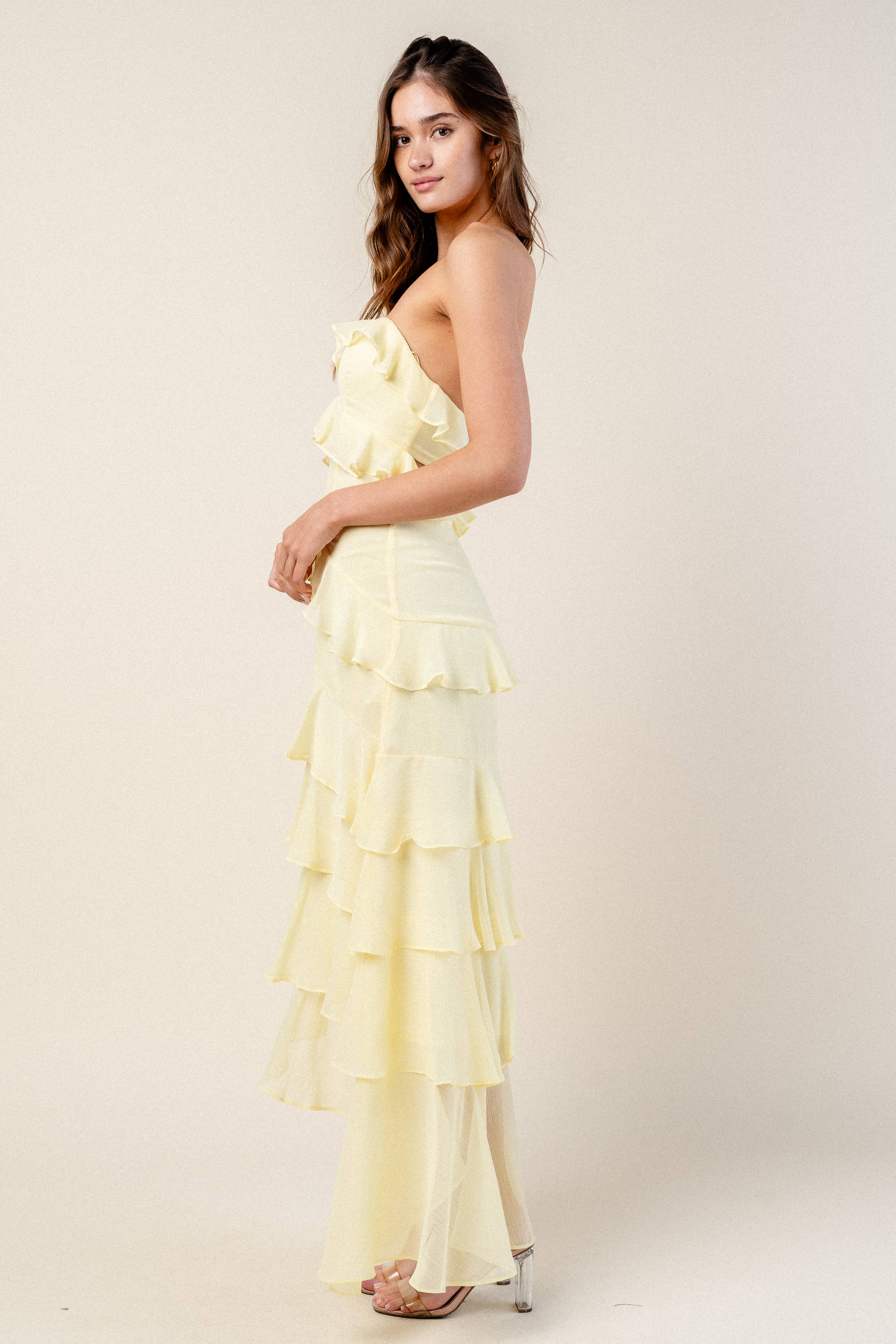 BEIVY & COLLABO – wholesale Klänning - Dam – BD12806K / YORYU CHIFFONG VOLANGLAGER MAXIKLÄNNING11