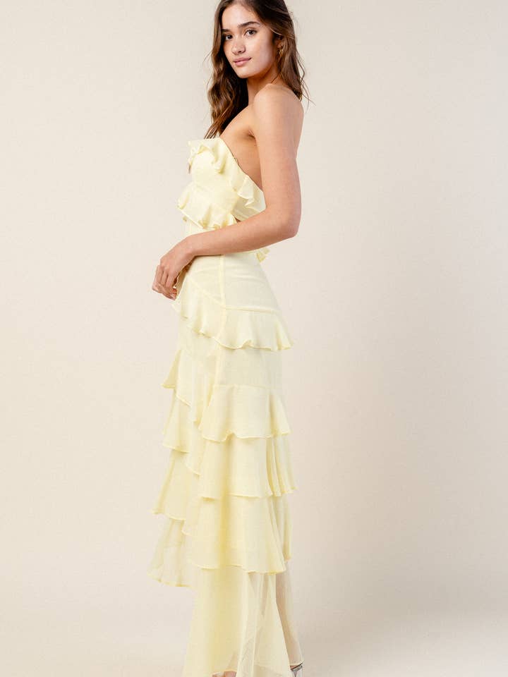 BEIVY & COLLABO – wholesale Klänning - Dam – BD12806K / YORYU CHIFFONG VOLANGLAGER MAXIKLÄNNING11