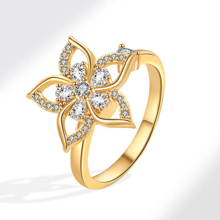 Dainty Flower Anxiety Fidget Spinner Ring in Solid Copper for wholesale by Perimade & Co. LLC