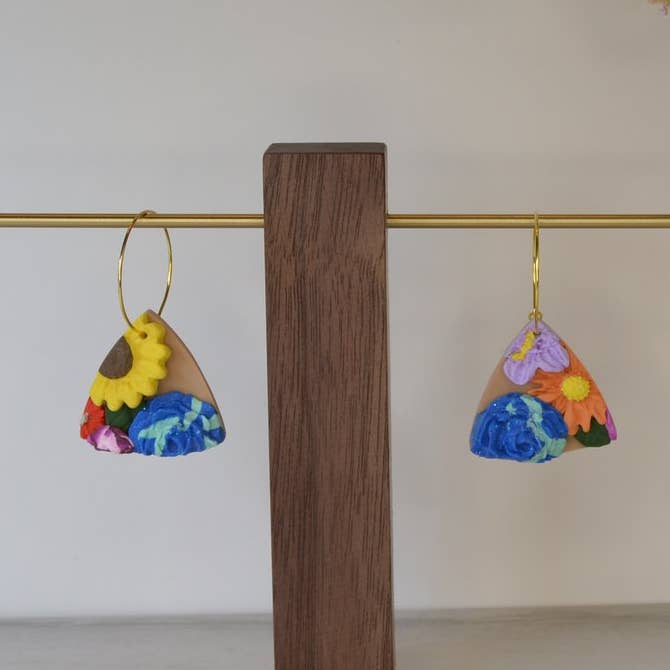 Large Rounded Triangle Floral Hoops for wholesale by Creative Chaos Company