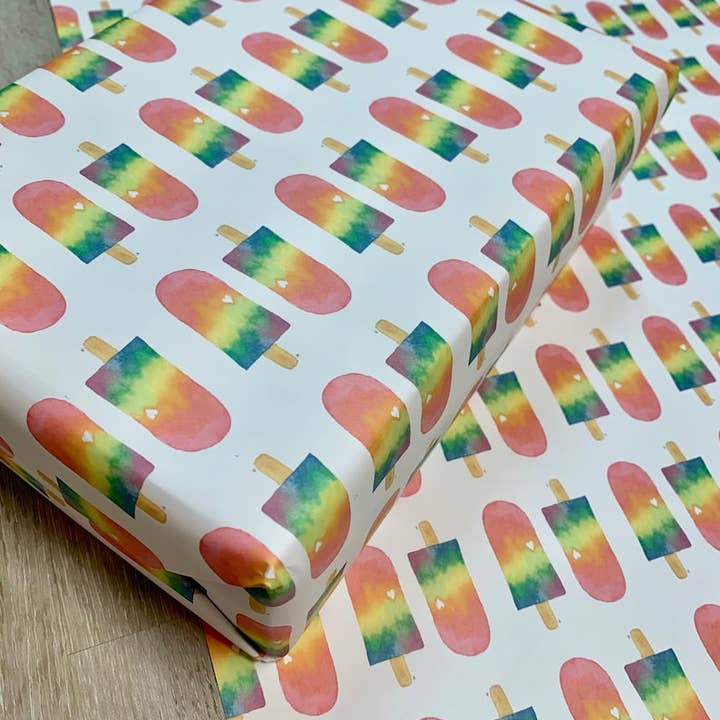 Rainbow Ice Pop Wrapping Paper Sheet - Flat Wrap for wholesale by Jen Gerena Design