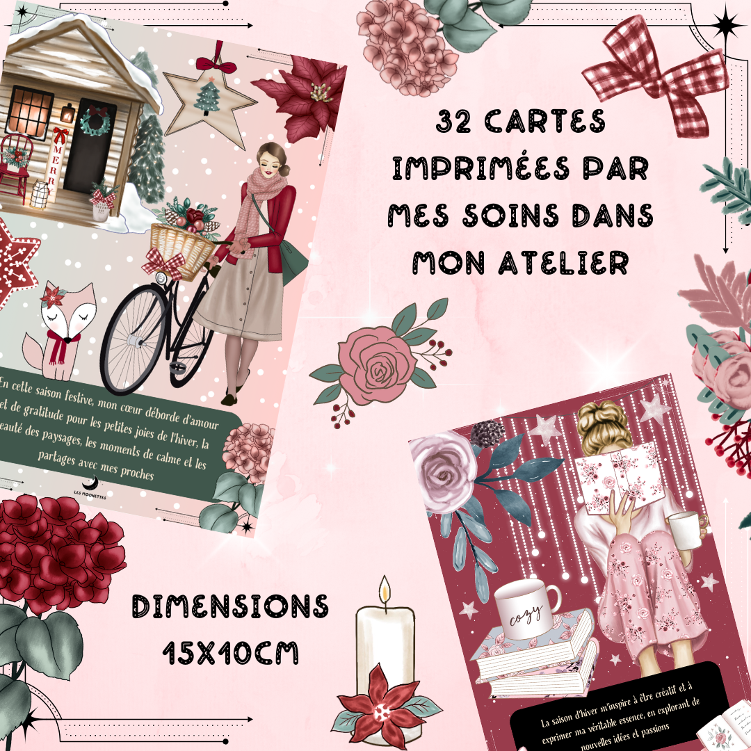 Les Moonettes - Venta al por mayor Cartas del tarot - Cartas de afirmaciones positivas para invierno acogedor (32 cartas)4