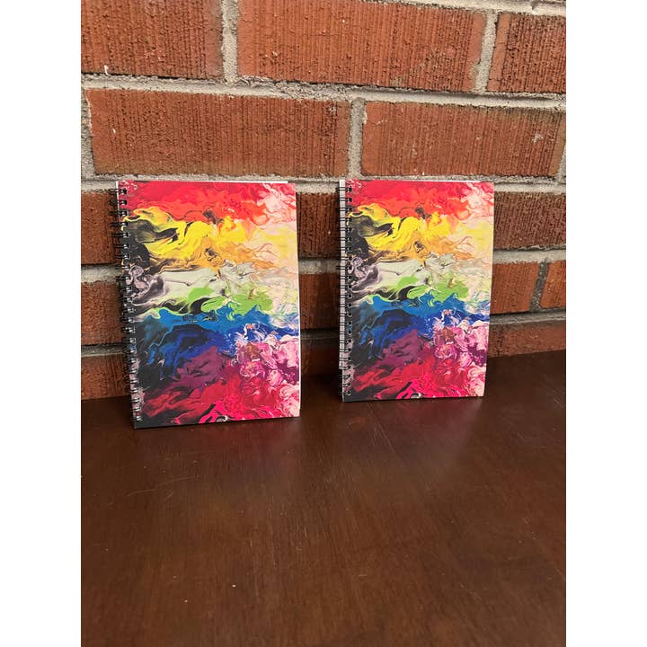 AbstractbyRabrams - Wholesale Notebook - Fire Rainbow Soft Touch Wire-O Notebook - 5.5"x8" - LGBTQ+