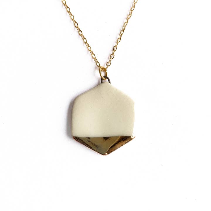 Small Hexagon Necklace - White (Gold) for wholesale by StitchPrism