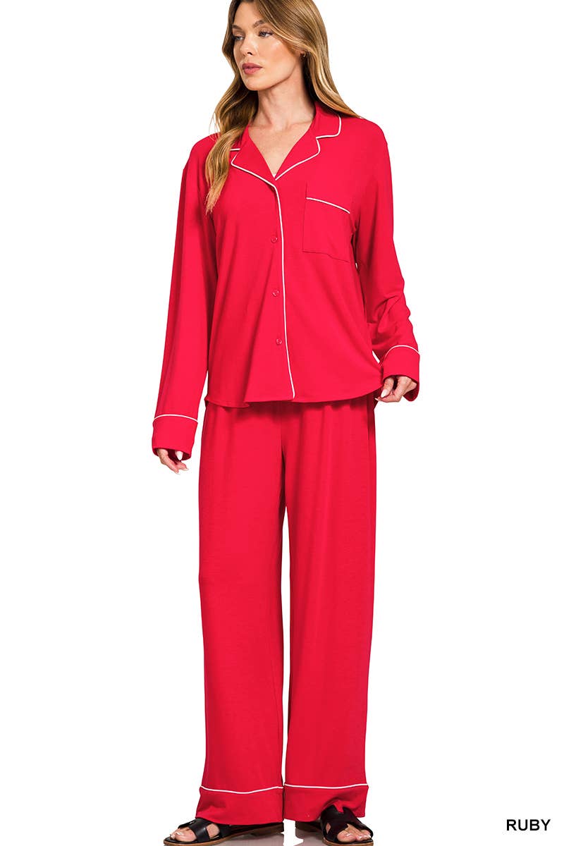 42POPS - Wholesale Lounge Set - Women's - ..._ SI-26598 Button Down Shirt And Pants 2 Piece Pajama Set4