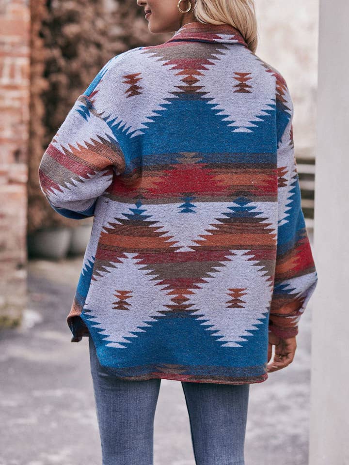 HIDDENBRAND - Wholesale Shirt Jacket/Shacket - Women's - Geometric Jacket Shirt Lapel Tweed Coat3